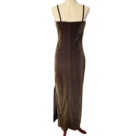 Y2K Vintage 90s Slip Dress S M 4 6 Gold Shimmer Prom Formal RAG whimsygoth 1092 - Picture 8 of 15